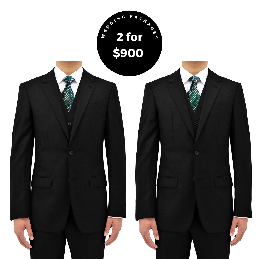 DIROTTA ITALIA WOOL SLIM FIT BLACK SUIT