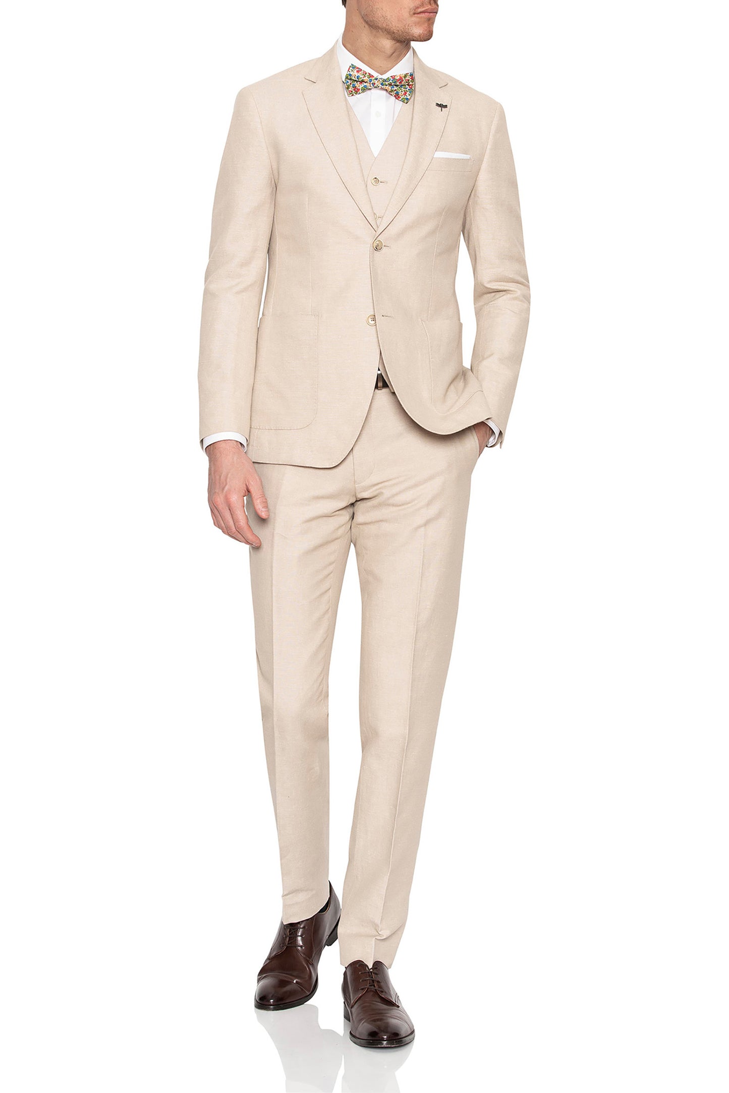 GIBSON SLIM FIT LINEN BLEND ELECTRON SUIT - SAND