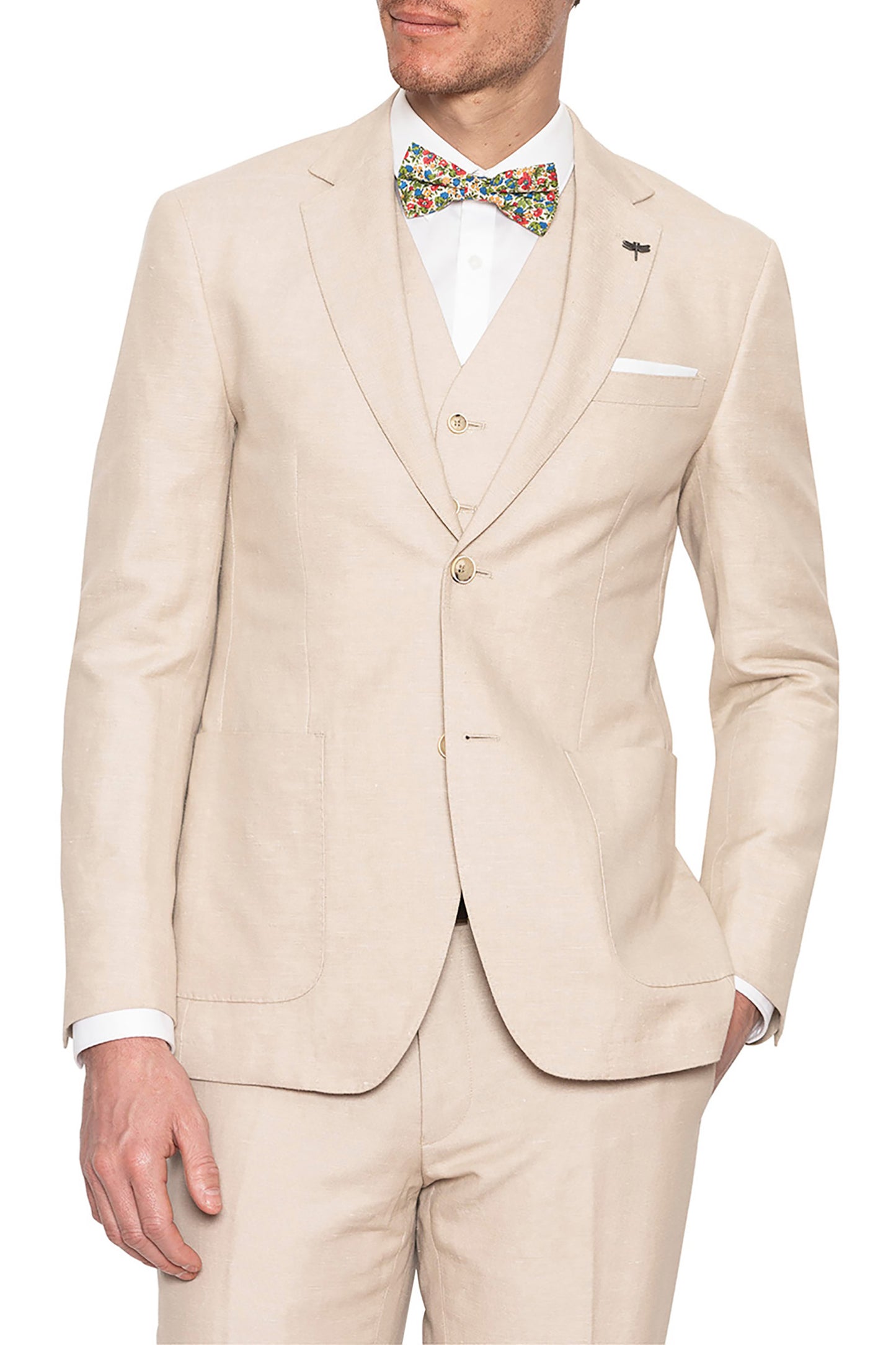 GIBSON SLIM FIT LINEN BLEND ELECTRON SUIT - SAND