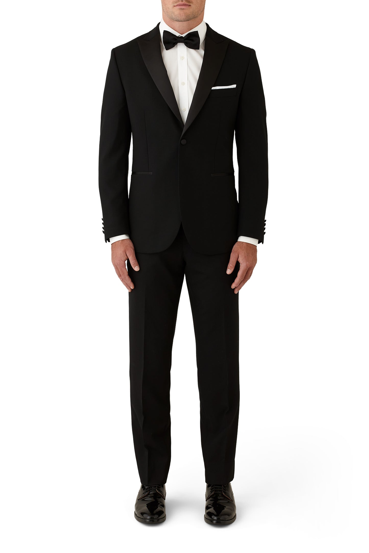 JOE BLACK CITADEL PEAK LAPEL SLIM FIT BLACK TUXEDO