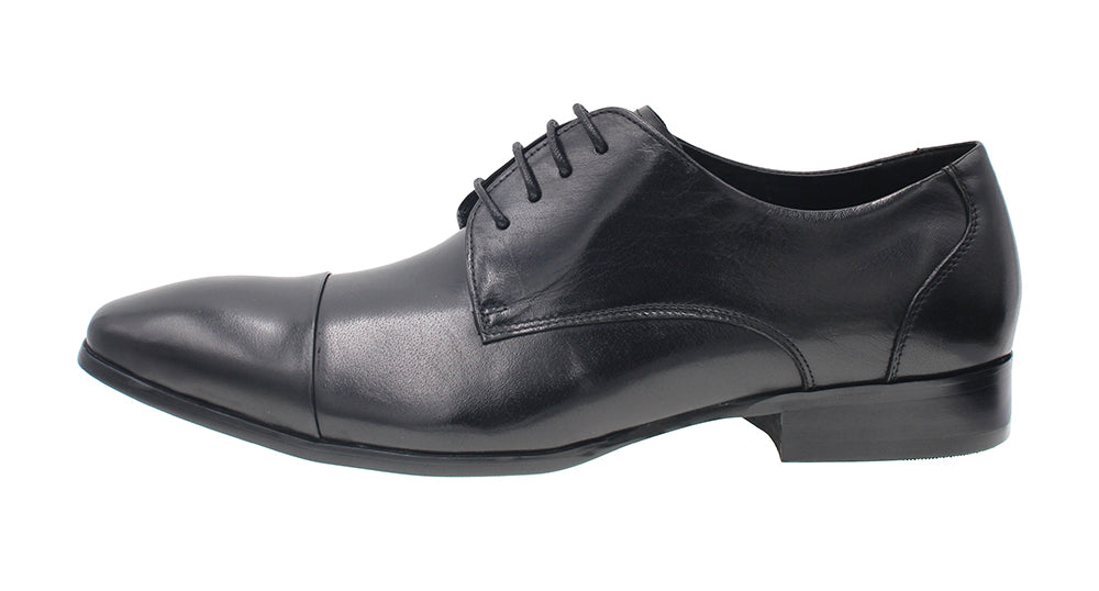 MARTINO BLACK LEATHER SHOE WITH LACES