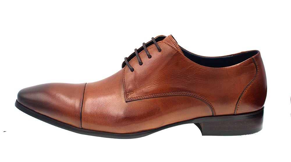 MARTINO TAN LEATHER SHOE WITH LACES
