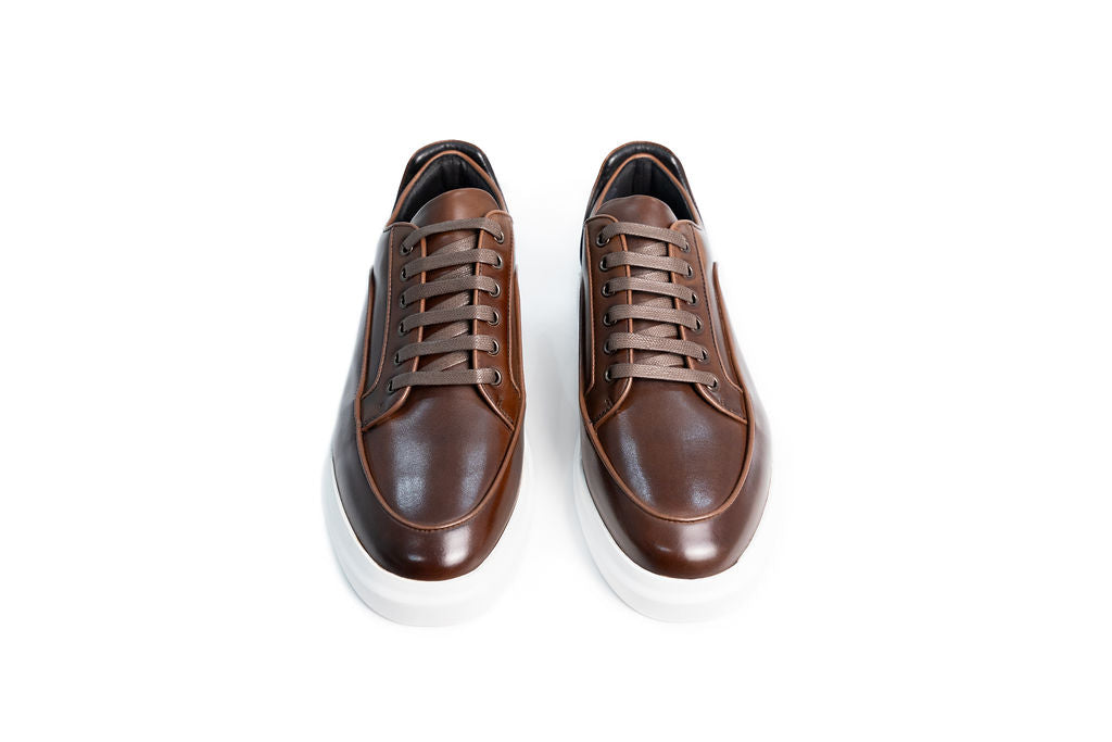 DIROTTA ITALIA FIRENZE BROWN LEATHER SNEAKERS