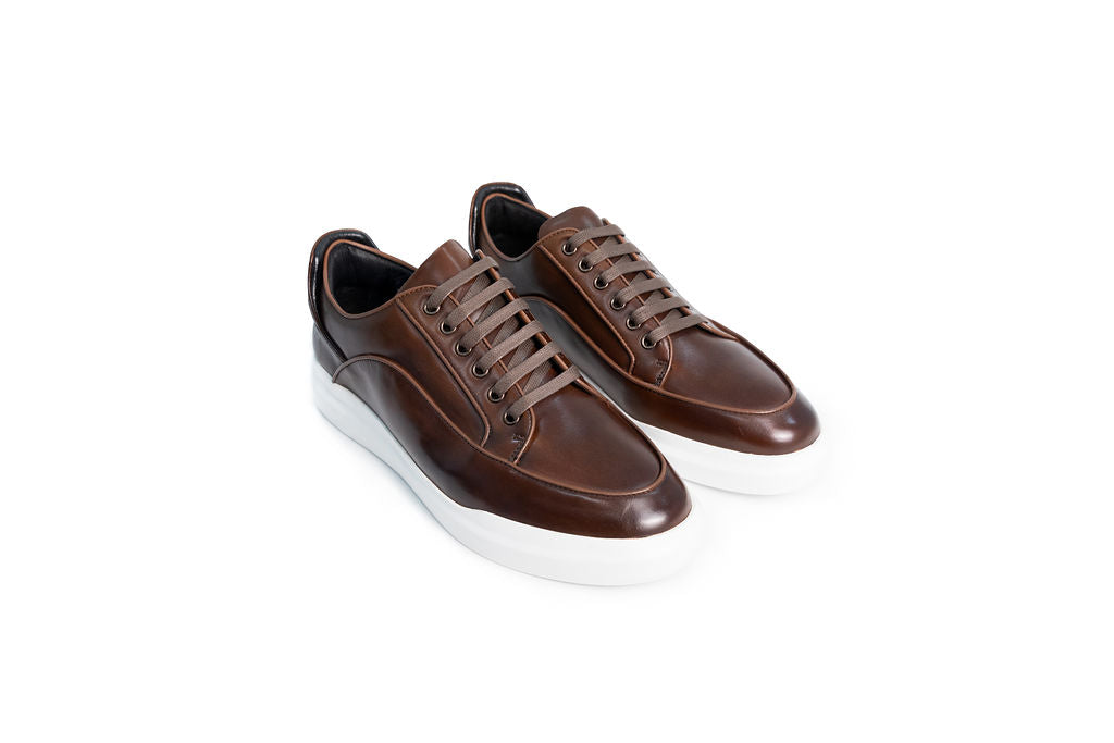 DIROTTA ITALIA FIRENZE BROWN LEATHER SNEAKERS