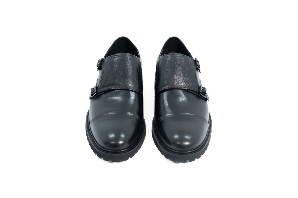 DIROTTA ITALIA BLACK DOUBLE MONK DERBY SHOES