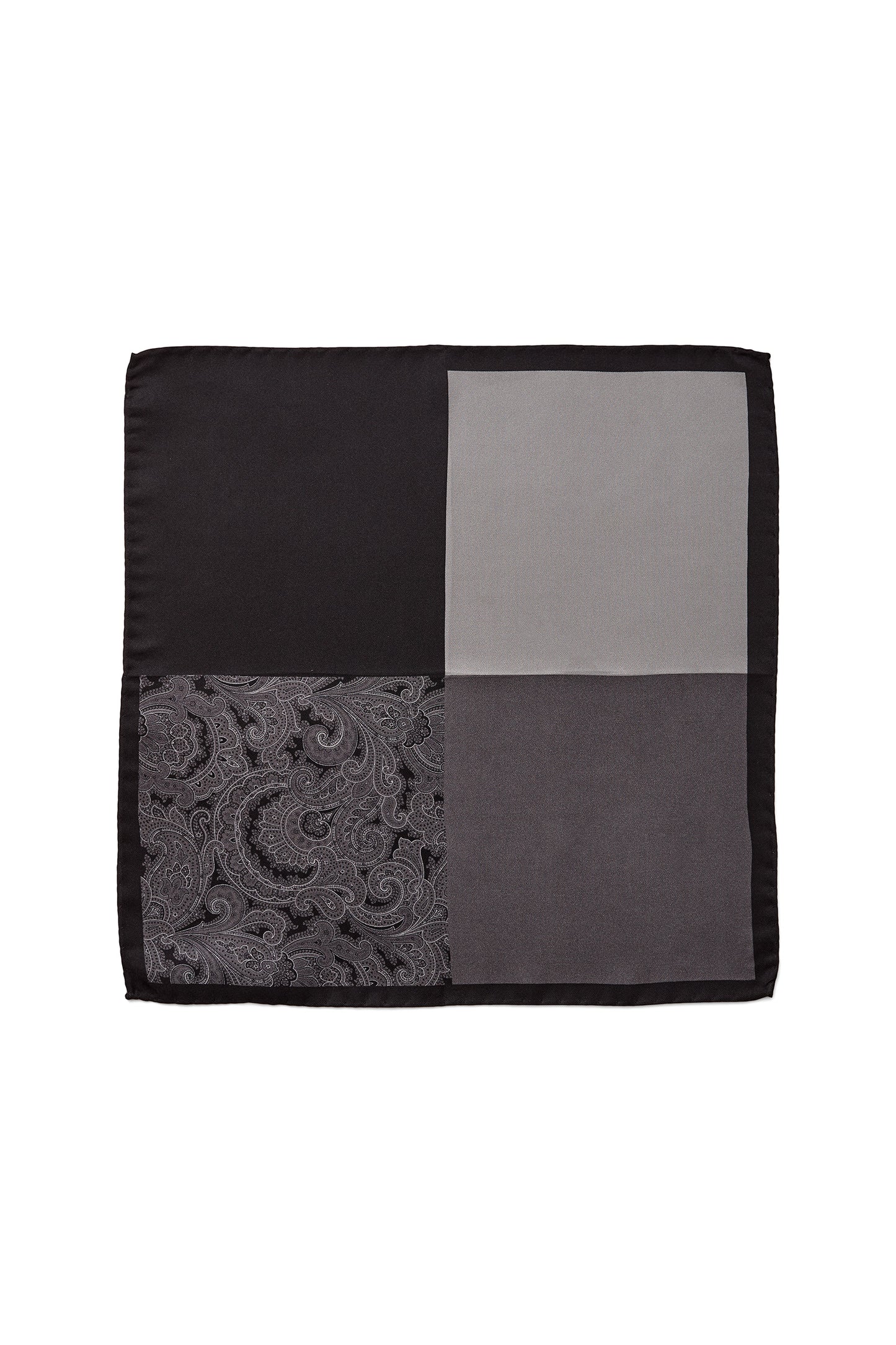 JOE BLACK TONAL PAISLEY POCHETTE - CHARCOAL